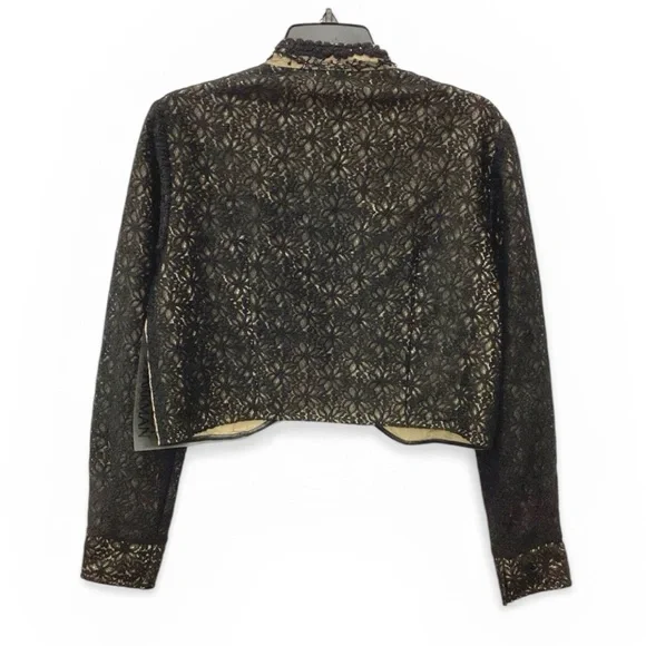 Sandy Starkman Boston Proper Beaded Lace Bolero  Cropped Evening Jacket Size M - Picture 6 of 6